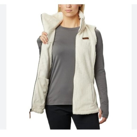 NWT Womens XL COLUMBIA Fire Side Sherpa Vest Chalk - Picture 9 of 10
